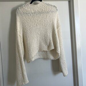By Anthropologie Cropped Mock Neck Sweater Size M, Ivory